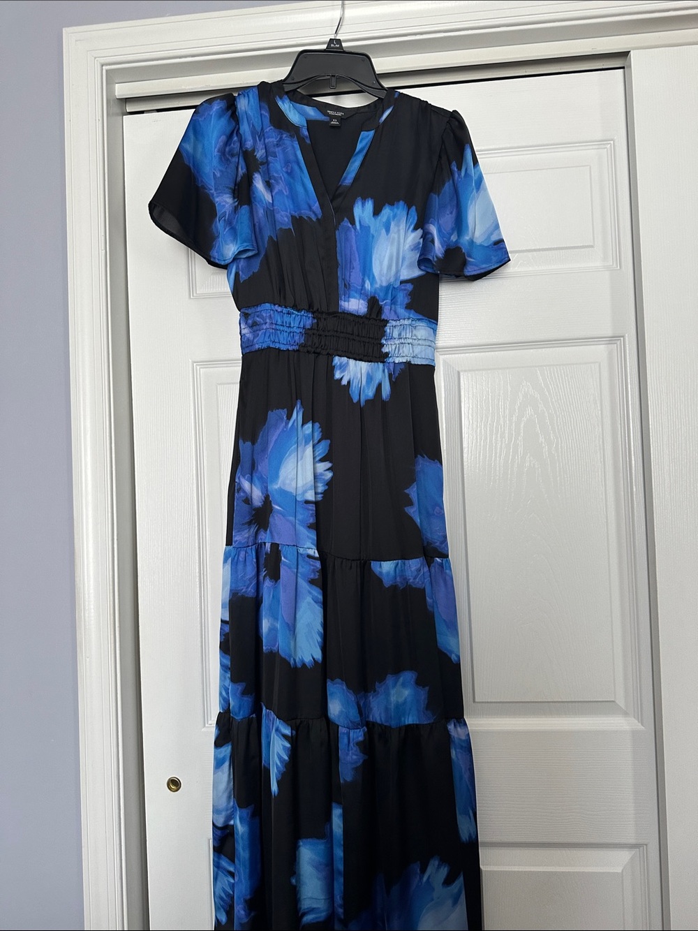 Simply Vera Vera Wang Black Maxi Dress with Blue Floral Print